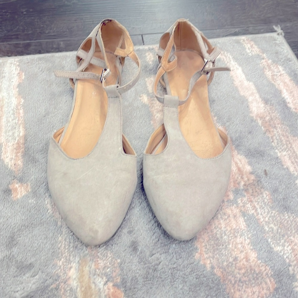 Grey Suede Ballet Flats by New Look